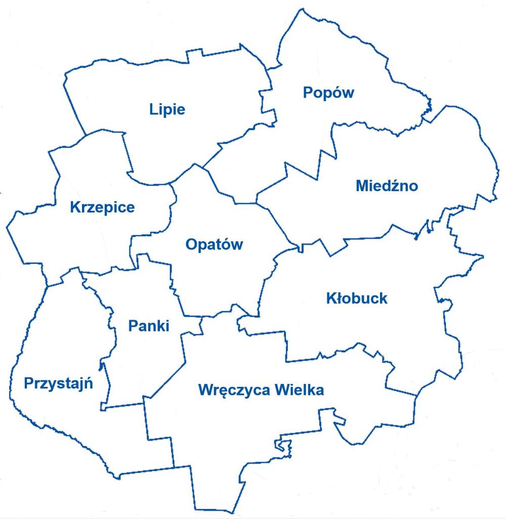 Mapa powiatu kłobuckiego